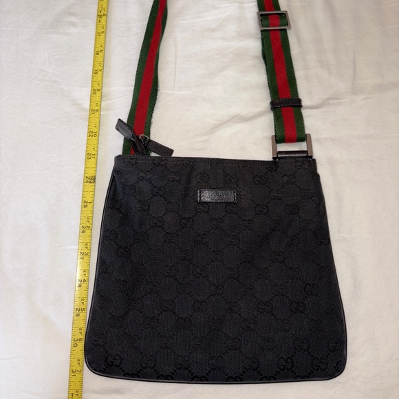 Gucci Pre-owned Gg Shelly Line Cross Body Shoulder Bag In Black, Red, Green - Picture 3 of 16